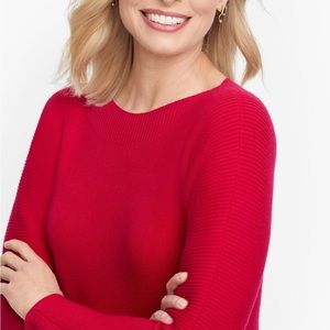 Talbots Bateau Neck Dolman Sleeve Lambswool Sweater Red Women’s Size S Boatneck
